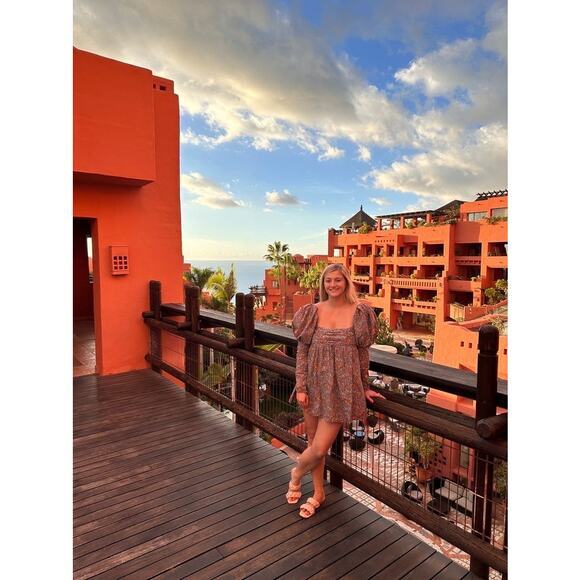 FOR LOVE AND LEMONS Multicolored Floral 100%Cotton Empire Brittany Mini Dress XS - Picture 15 of 16